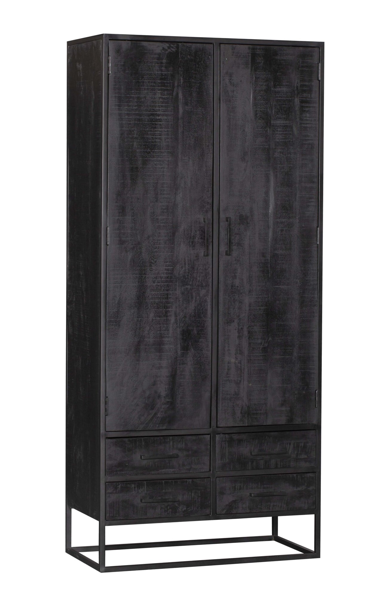 Kast Denver Zwart | Mangohout en staal | 90 cm