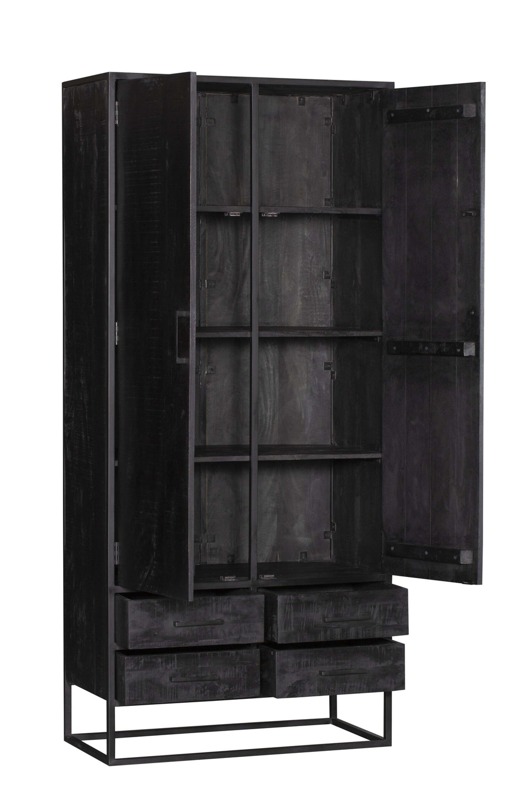Kast Denver Zwart | Mangohout en staal | 90 cm