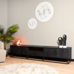 Tv-meubel Denver Zwart 240 cm | Mangohout en staal