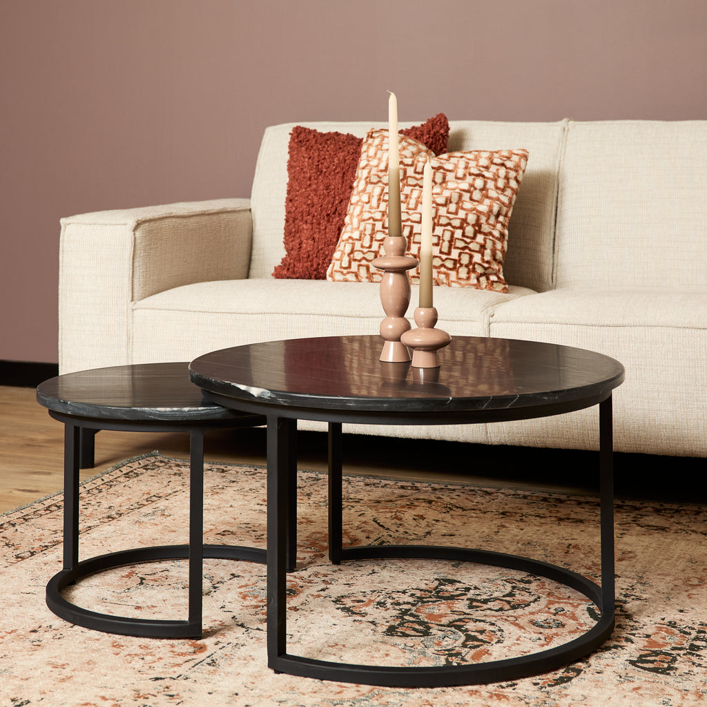 Salontafel Nova | Set van 2 | Rond | Zwart marmer