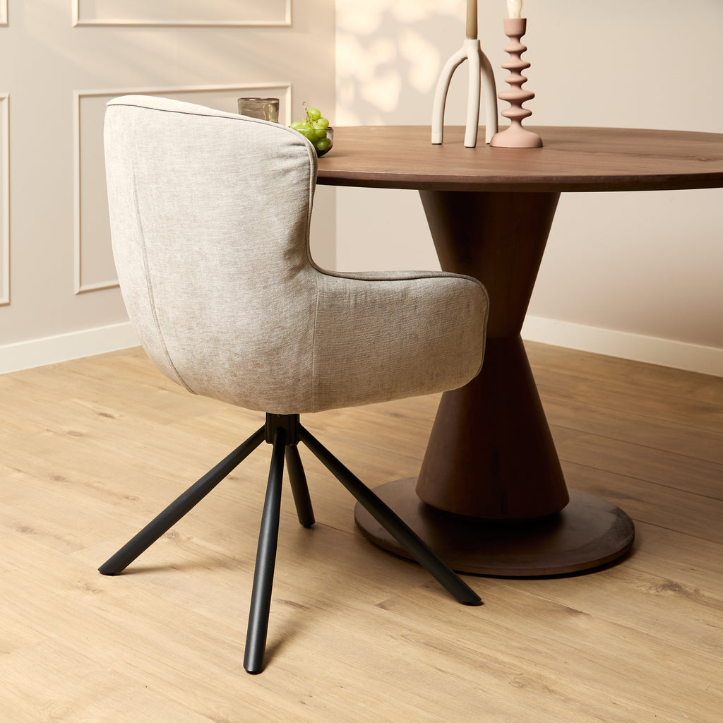 Eetkamerstoel Hanna | Beige | Met armleuning (set van 2)