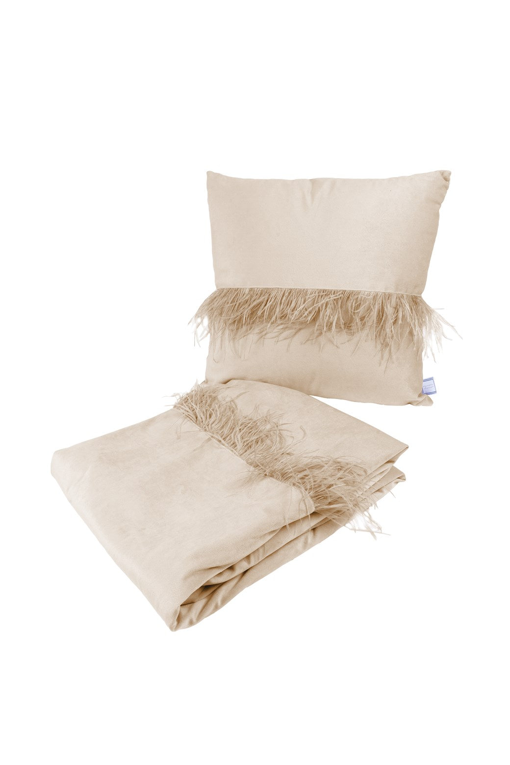Palmira cushion and blanket set – 2-piece in champagne gold