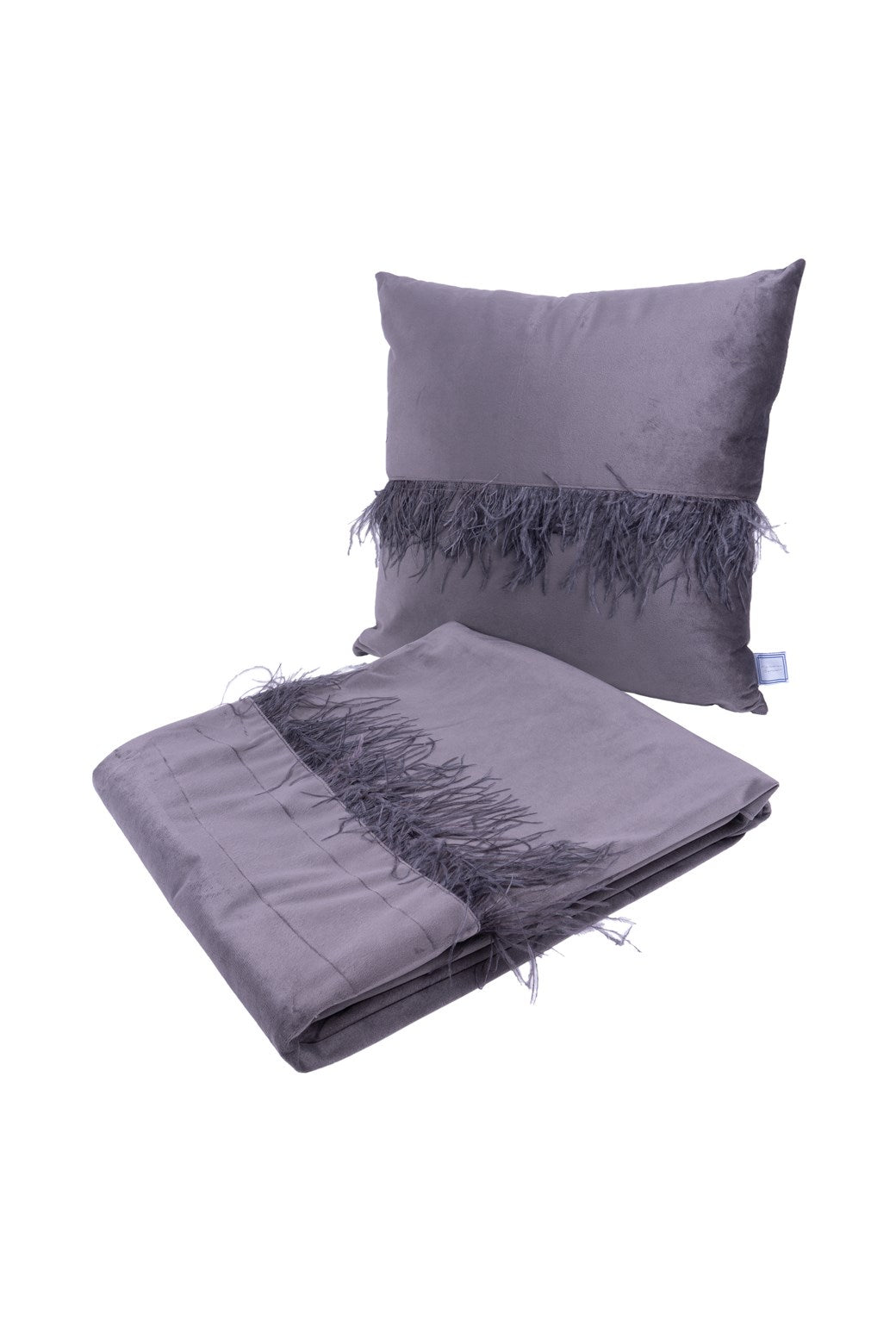 Palmira 2-piece graphite cushion and blanket set