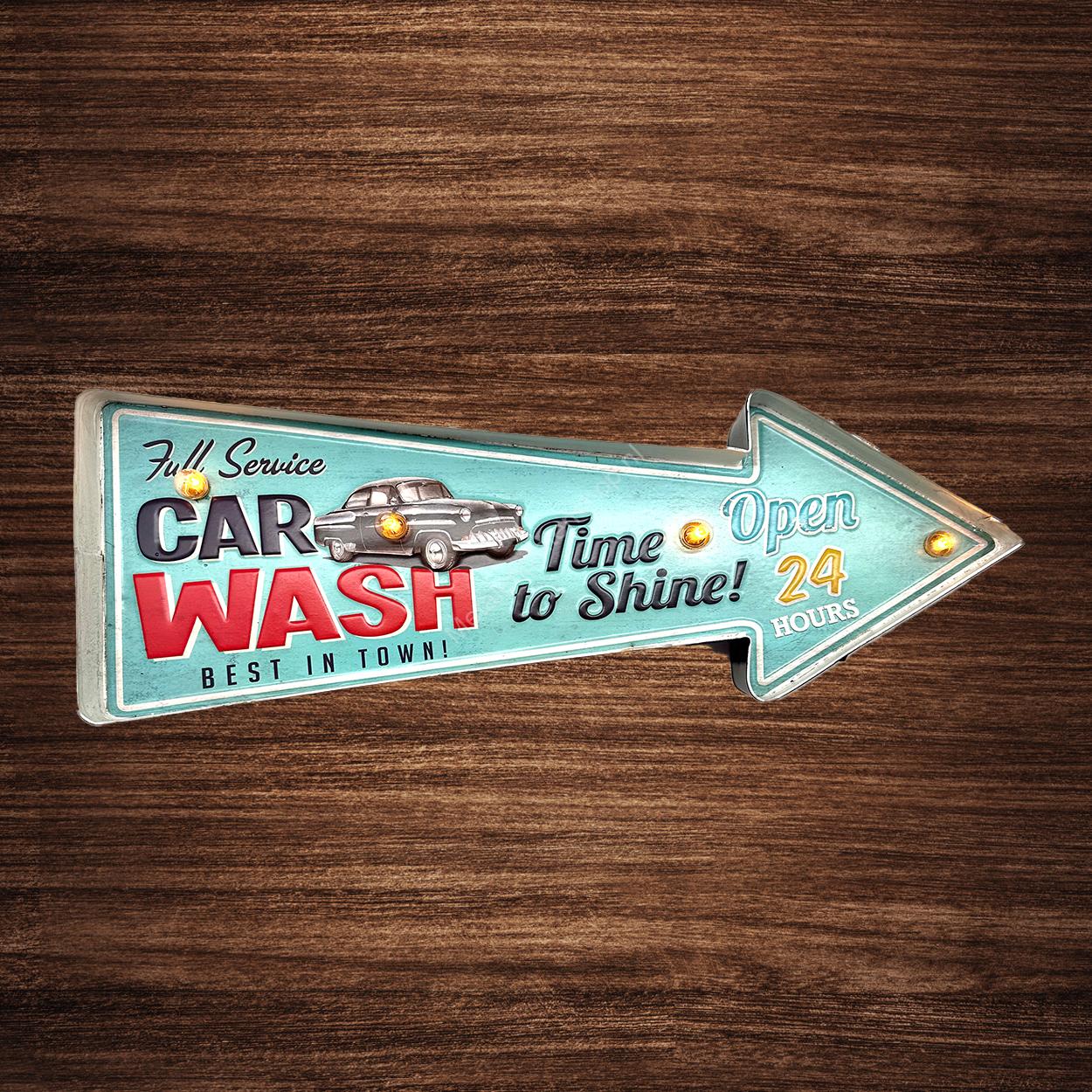 Metal Light Sign - Car Wash - LED Lighting