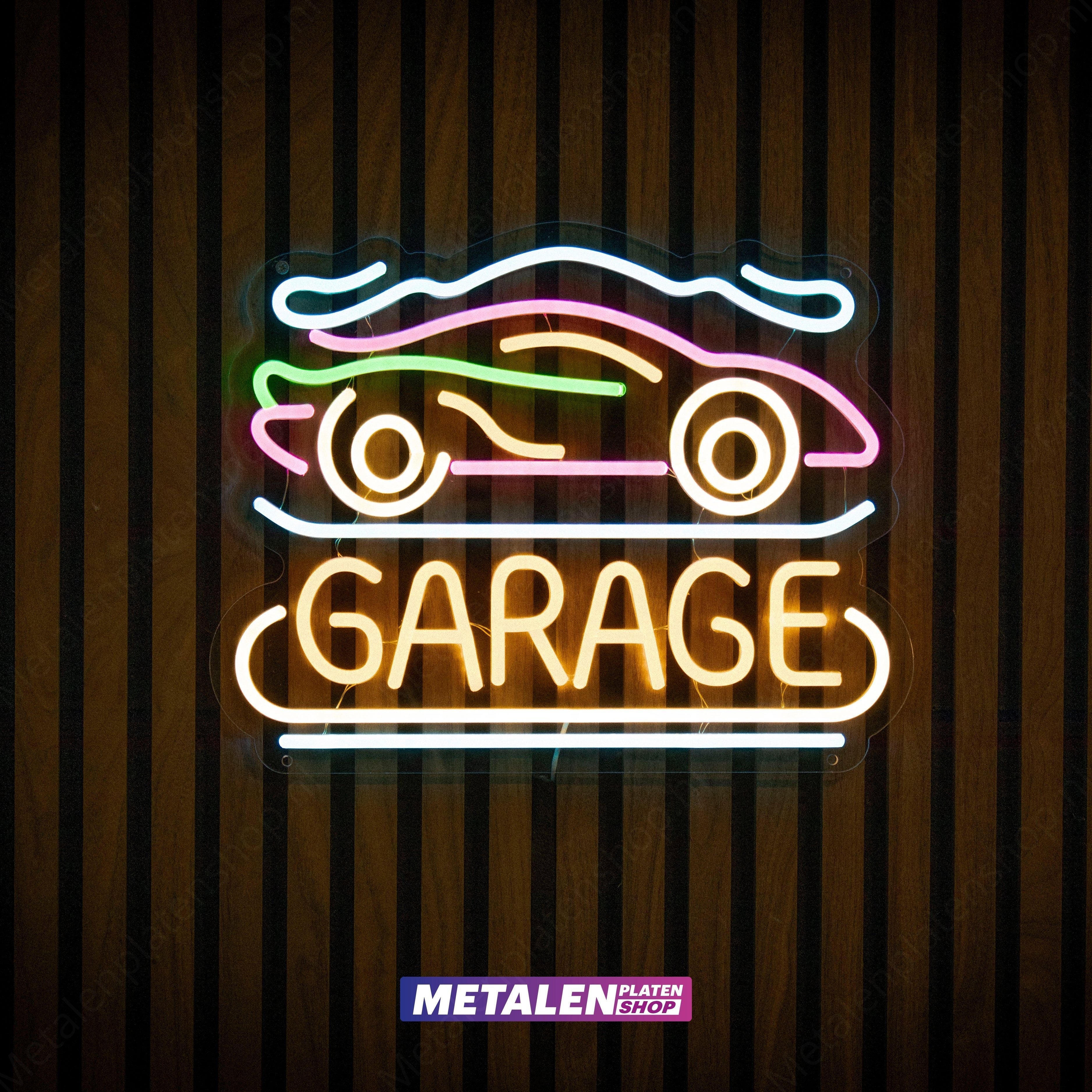 Garage with Car - Neon Sign - LED
