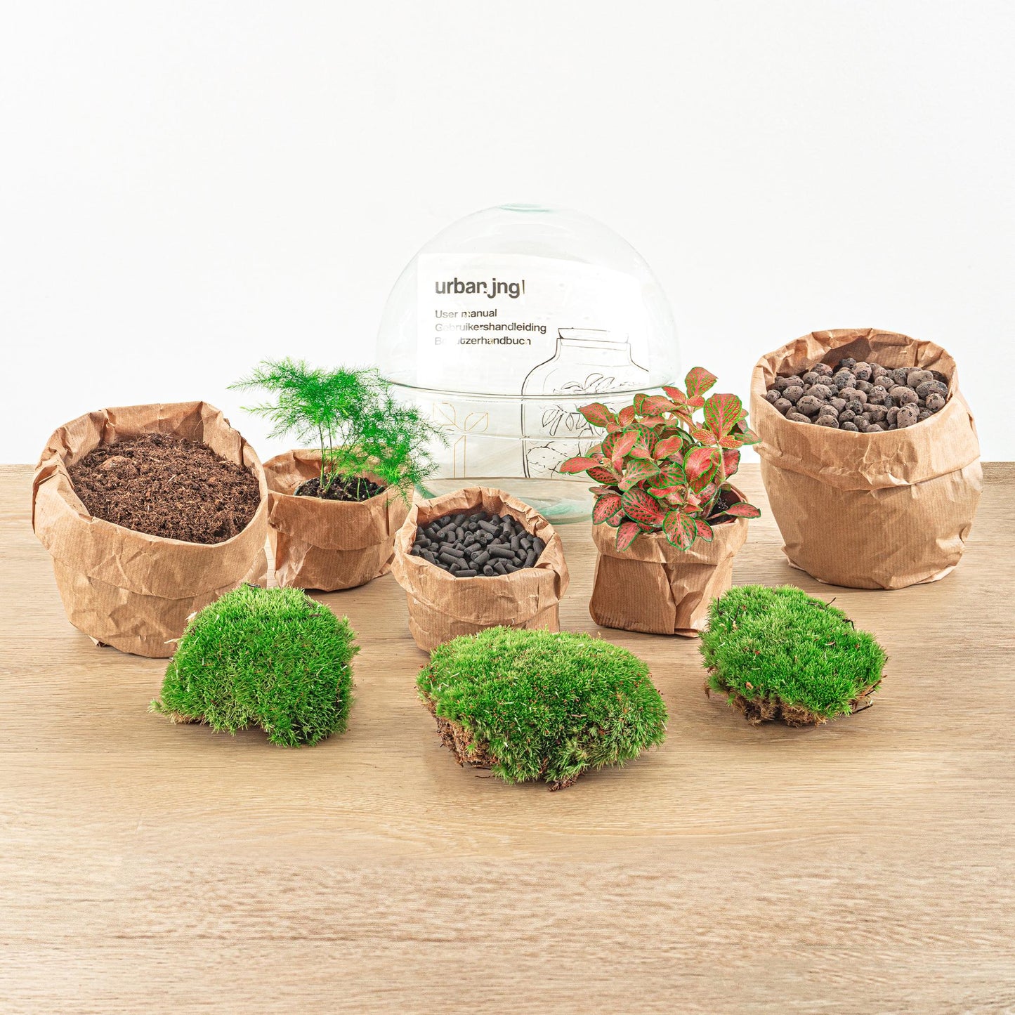 🌿🛠️ DIY Terrarium Dome Red – 20 cm – Including rake &amp; shovel