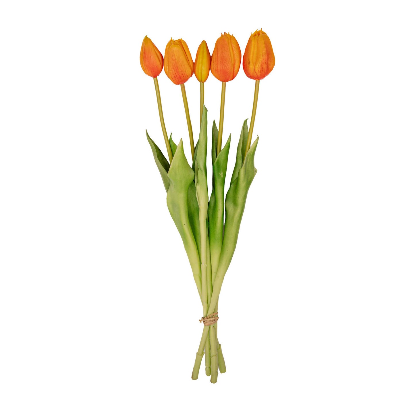 Orange Tulip Bouquet - 5 pieces - 'Real Touch' Artificial tulips - 42 cm