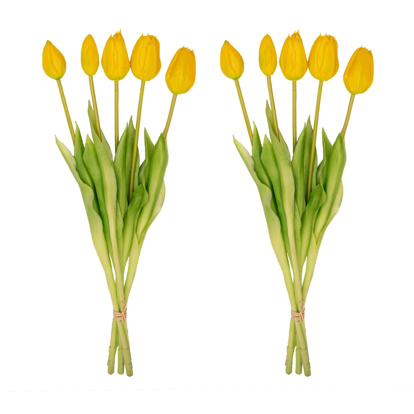 Yellow Tulip Bouquet - 10 pieces - 'Real Touch' Artificial tulips - 42 cm (yellow)