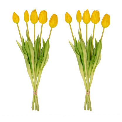 Yellow Tulip Bouquet - 10 pieces - 'Real Touch' Artificial tulips - 42 cm (yellow)