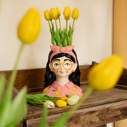 Yellow Tulip Bouquet - 10 pieces - 'Real Touch' Artificial tulips - 42 cm (yellow)