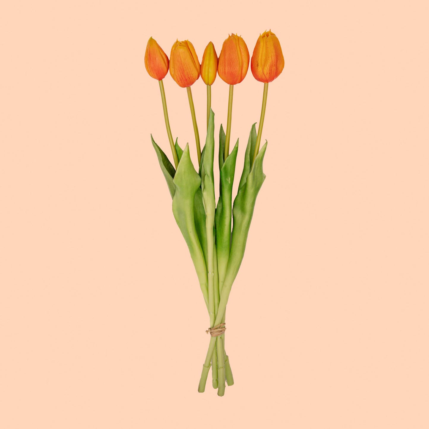 🌷 Orange Tulip Bouquet – 10 pieces – Real Touch – 42 cm