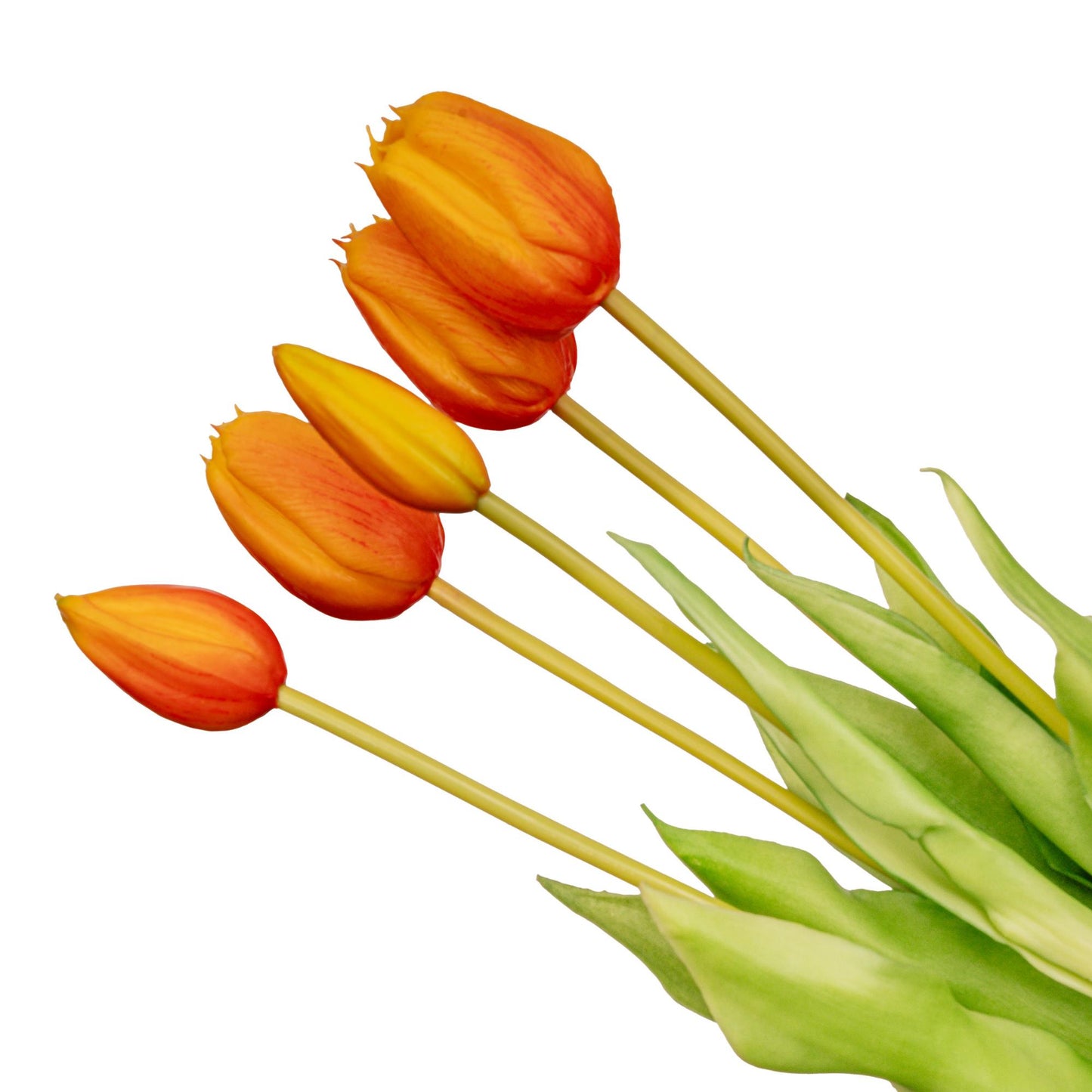 🌷 Orange Tulip Bouquet – 10 pieces – Real Touch – 42 cm