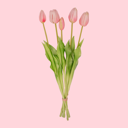 🌷 Tulpen boeket Roze – 10 stuks – Real Touch – 42 cm