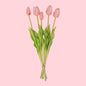 🌷 Pink Tulip Bouquet – 10 pieces – Real Touch – 42 cm