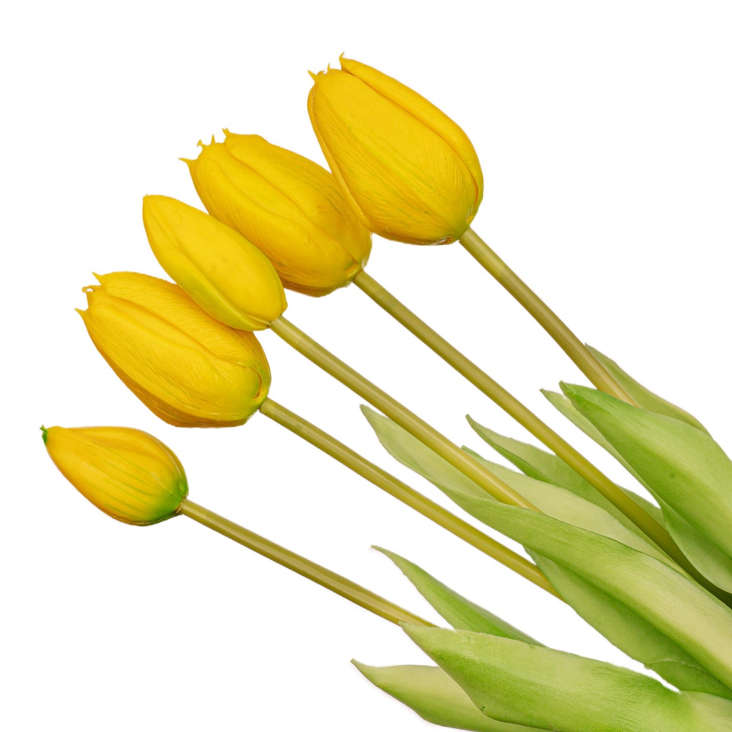 🌼 Yellow Tulip Bouquet – 5 pieces – Real Touch – 42 cm