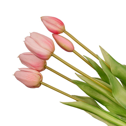 🌷 Pink Tulip Bouquet – 10 pieces – Real Touch – 42 cm